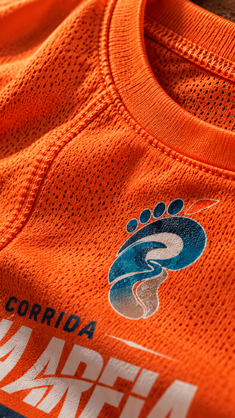 Camisa oficial laranja da Corrida Pé na Areia